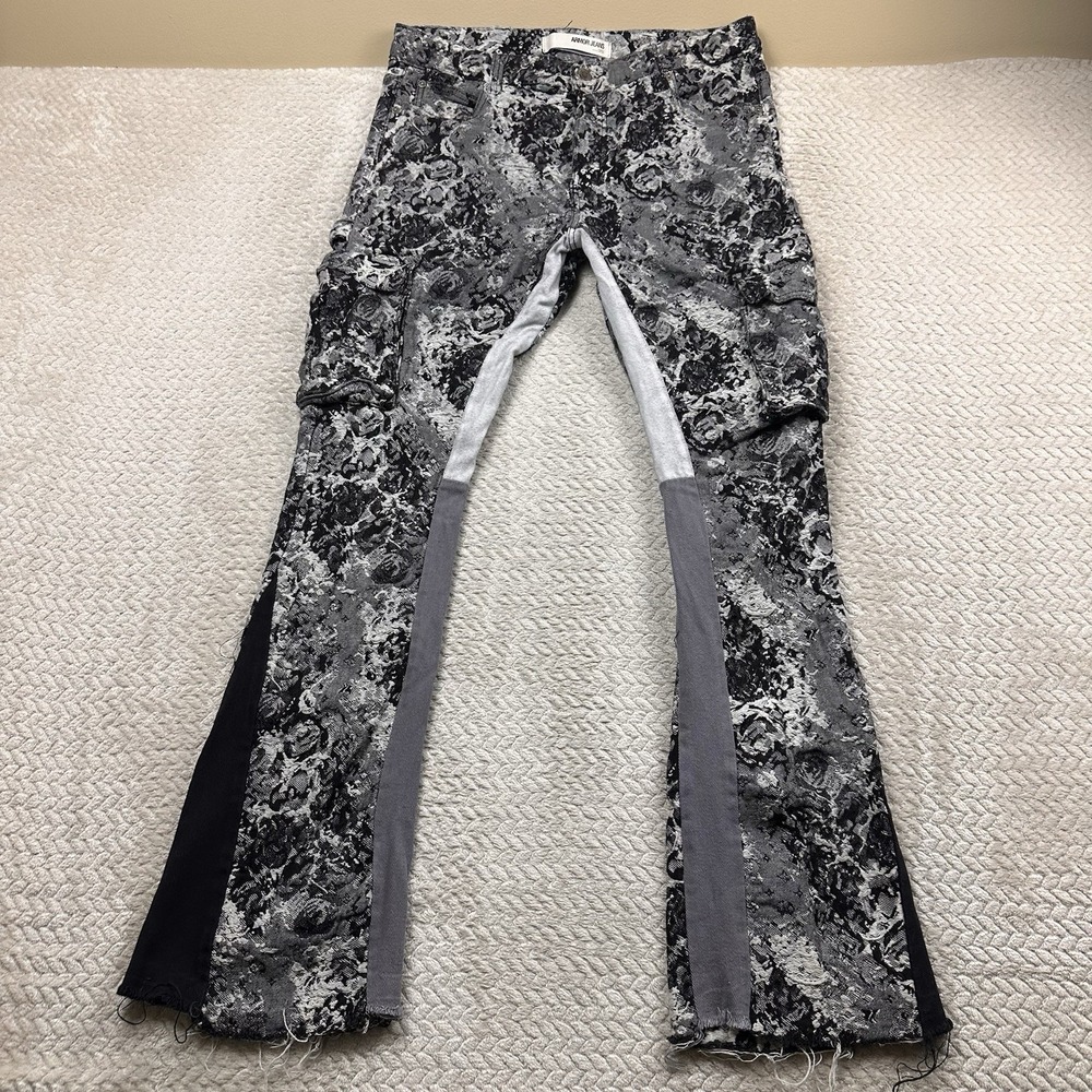 Armor Jeans Tapestry Flare Cargo Pants Mens 36x36 Festival BOHO Rock Star Street